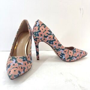 BCBGeneration Floral Pumps Womens 6M Peach Lavender Pointed Toe Stiletto Wedding